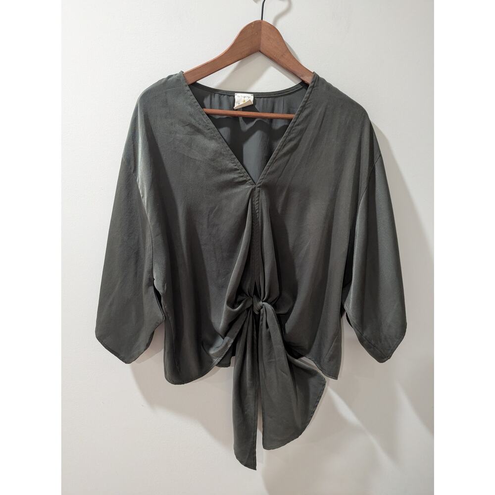 By Together Tie Front Dolman Sleeve Blouse